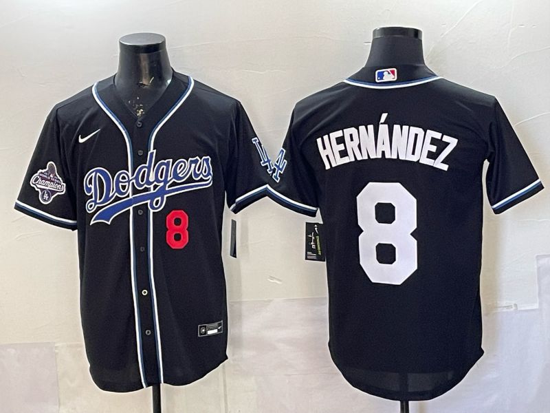 Men 2026 Nike Los Angeles Dodgers #8 Hernandez Black Game MLB Jersey 06